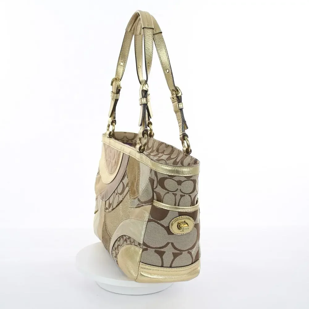 Coach Vintage Gold Metallic Patchwork Tote Bag
